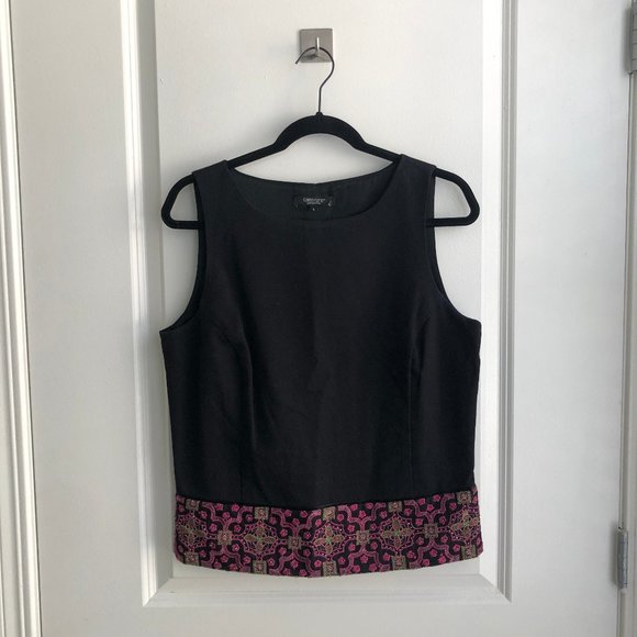 Structured Black Tank with Pink Details - Picture 1 of 4